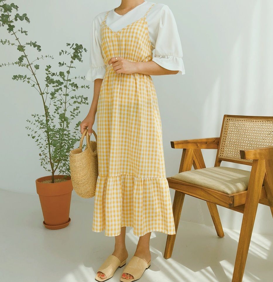 ワンピース ロング マキシ丈 ノースリーブ 夏 チェック柄 ロング