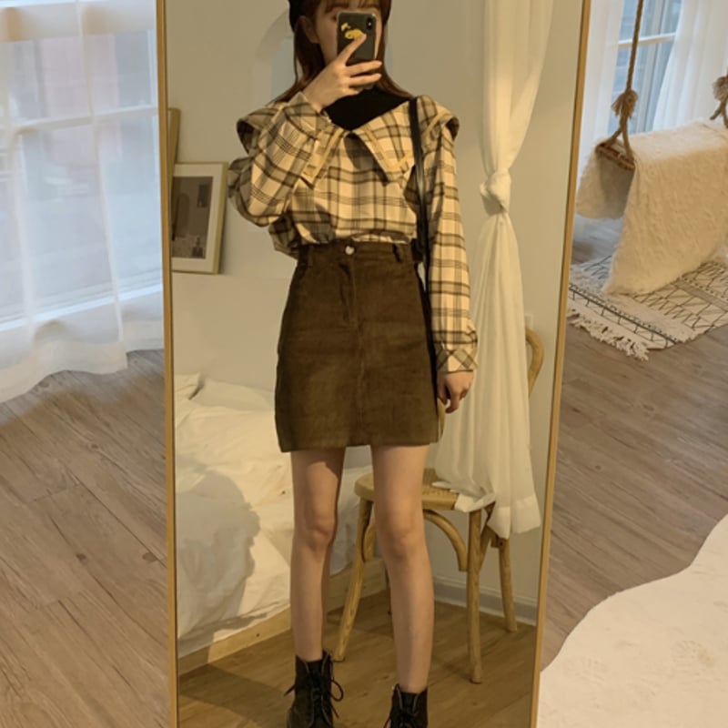 ギンガムチェックオフショルトップス （レッド） Darich オフ