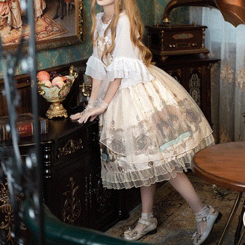宮殿調☆クラシカル ロリータ ノースリーブワンピースドレス ロリィタ