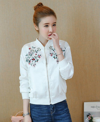 花柄 MA-1ジャケット ジャケット 花柄刺繍MA-1 花柄 刺繍 ノーカラーブルゾン ミリタリー