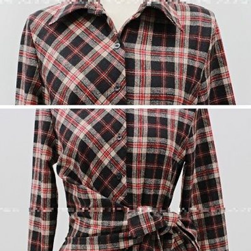 ワンピース ショート ミニ丈 七分袖 脚長効果 オシャレ チェック柄