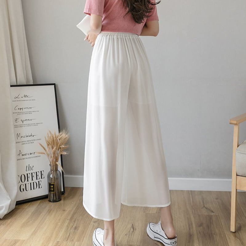 シアープリーツガウチョパンツ 春夏 ガウチョ パンツ レディース 七分