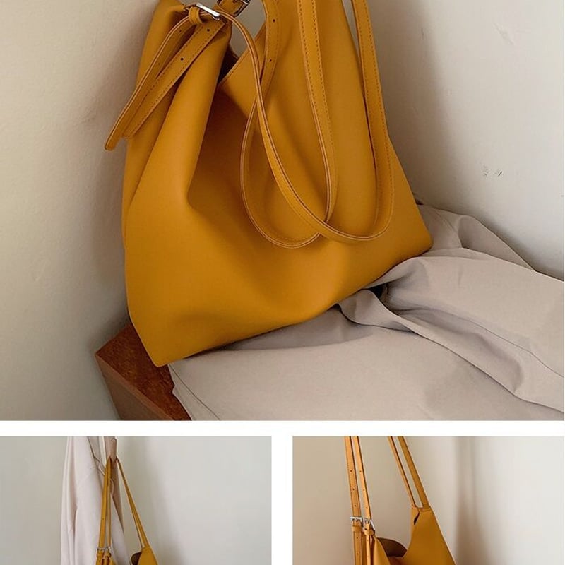 沢山入る☆合皮トートバッグ 肩掛け ポーチ付き シンプル おしゃれ