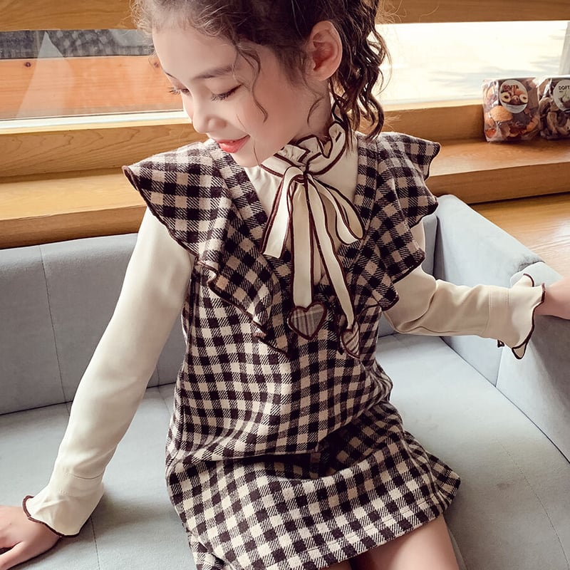 韓国風☆子供服 ハートボウタイ リボン ナチュラル長袖シャツ ブラウス 