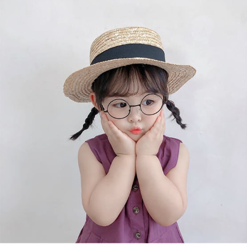 韓国子供服風☆キッズ カンカン麦わら帽子 2-5歳 おしゃれ ナチュラル 