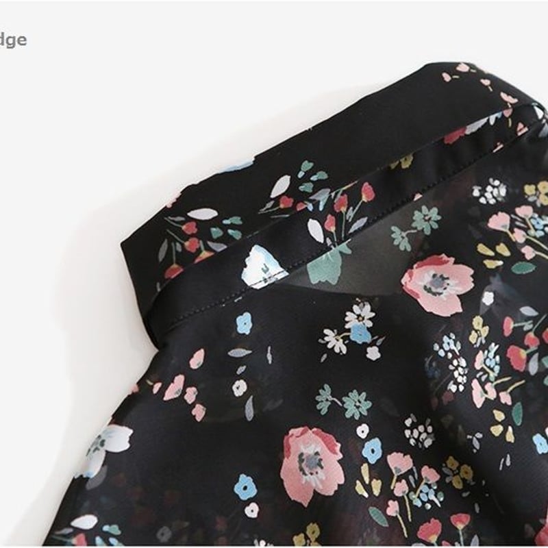 057 パラスパレス 花柄 フラワー シャツ ブラウス トップス 七分袖