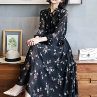 ワンピース チュニック ひざ丈 長袖 ドッキング レディース ドレス