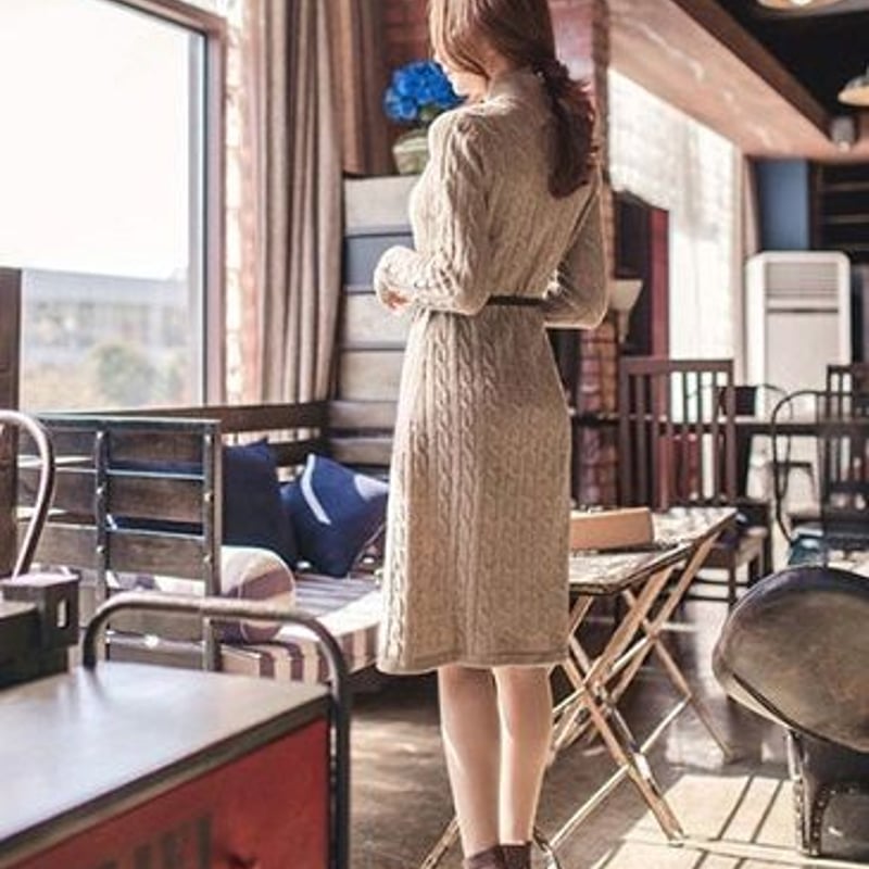 ニットワンピ韓国 秋冬 ワンピース ドレス 長袖 あったかい c131 ニットワンピース 韓国ファッション レディースワンピース 秋冬