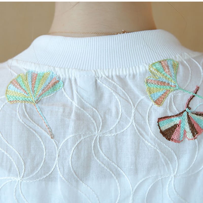 ジャケット アウター ノーカラージャケット 春 夏 刺しゅう 刺繍 襟