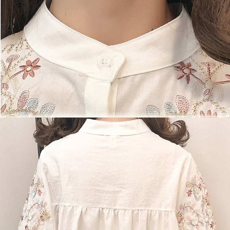 刺繍シャツ トレンド 刺繍 花柄 小花 ボヘミアン ブラウス 刺繍シャツ トレンド 刺繍 花柄 小花 ボヘミアン ブラウス