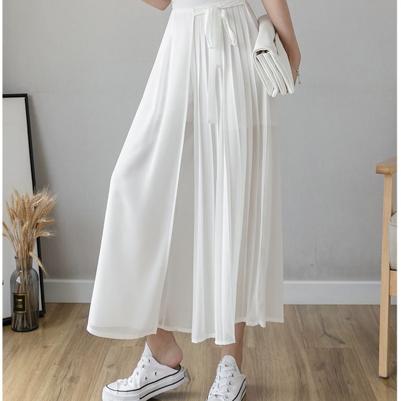 シアープリーツガウチョパンツ 春夏 ガウチョ パンツ レディース 七分