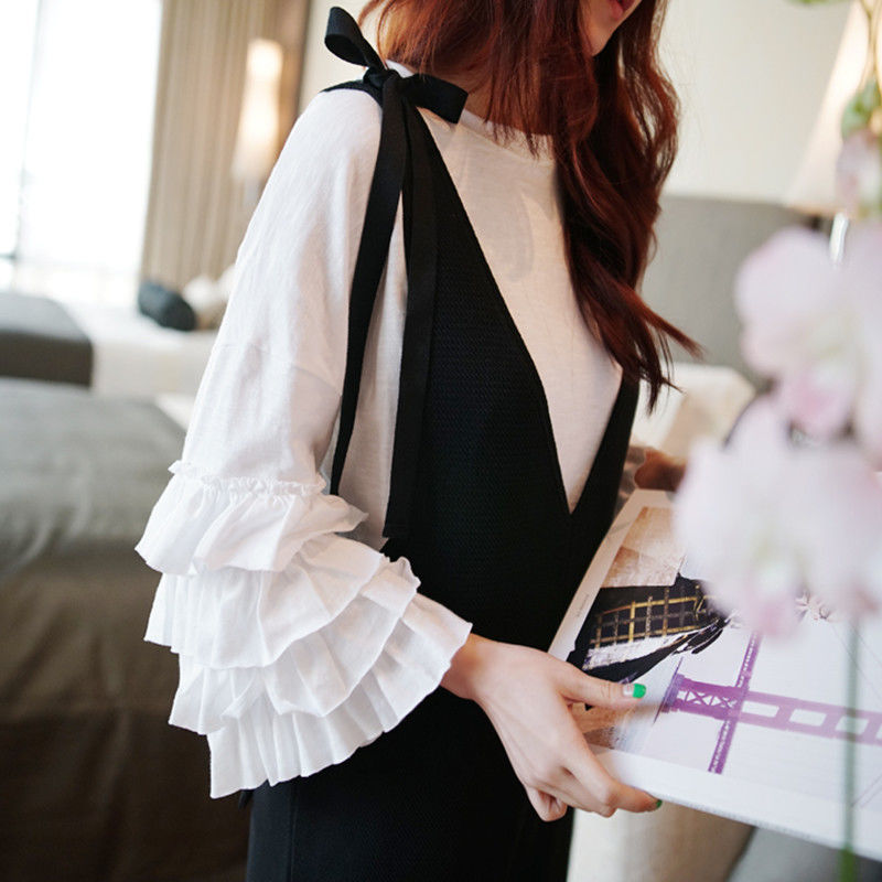 R@　袖フリル　38 重ね着にも♡おしゃれなボリュームフリル袖トップス レディース