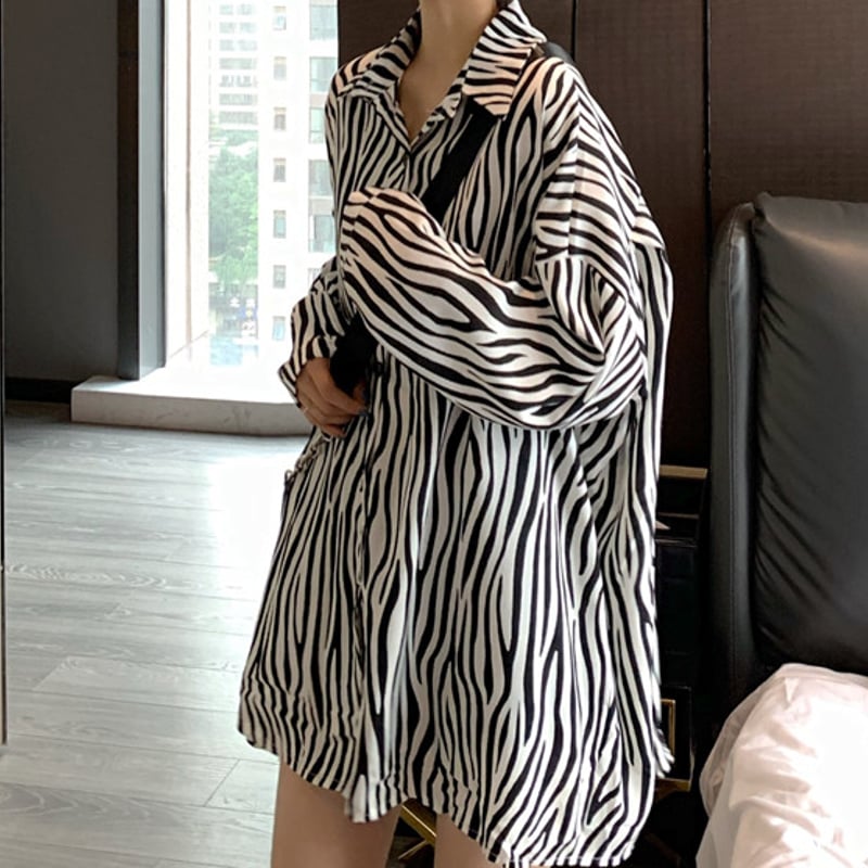 シャツ ブラウス トップス レディース アニマル柄 ゼブラ柄 クール