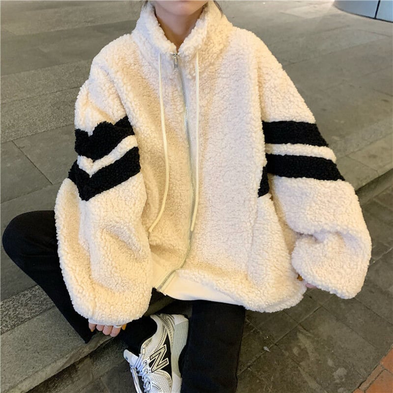 スポーティー☆シンプル ラインボアジャケット韓国風 アウター