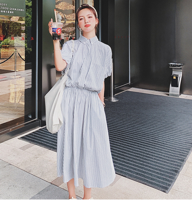 ワンピース レディース シャツワンピース ロング丈 パフスリーブ
