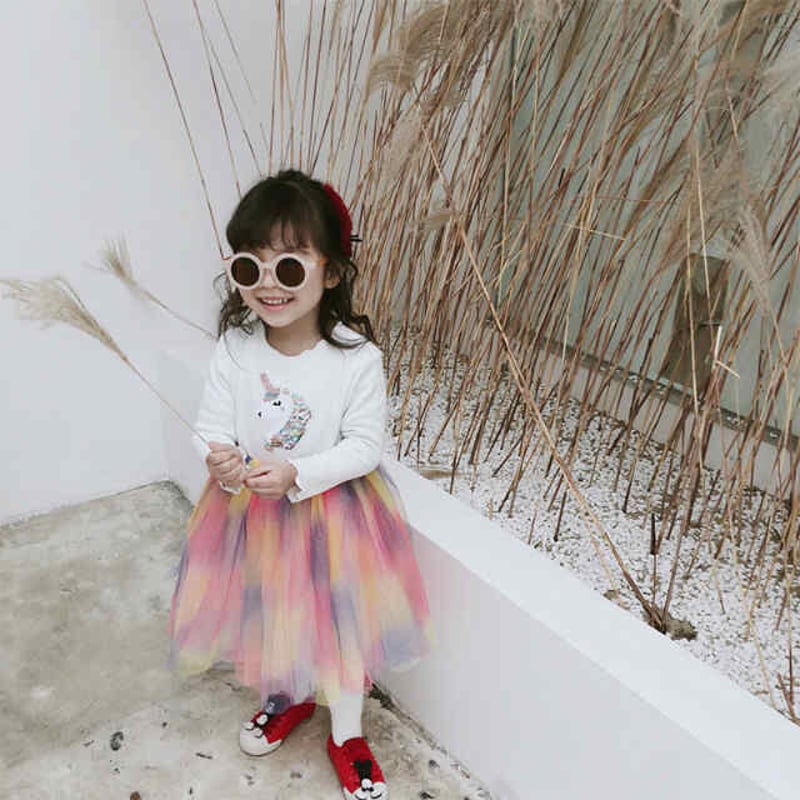 ユニコーン☆キラキラチュールワンピース レインボー ワンピース