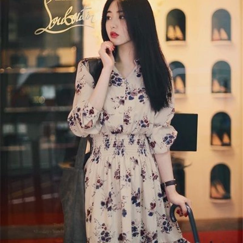 ワンピース ショート丈 ミニ丈 五分袖 春 花柄シャツワンピース 通勤