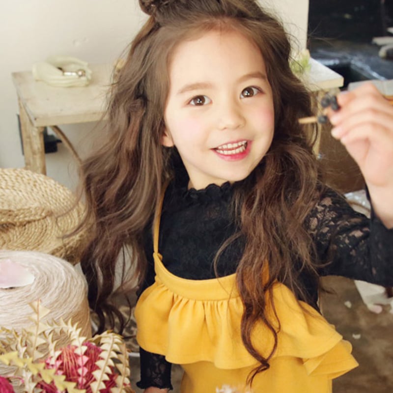 ブラウス トップス 子供服 女の子 レーストップス シャツ 長袖 レトロ 