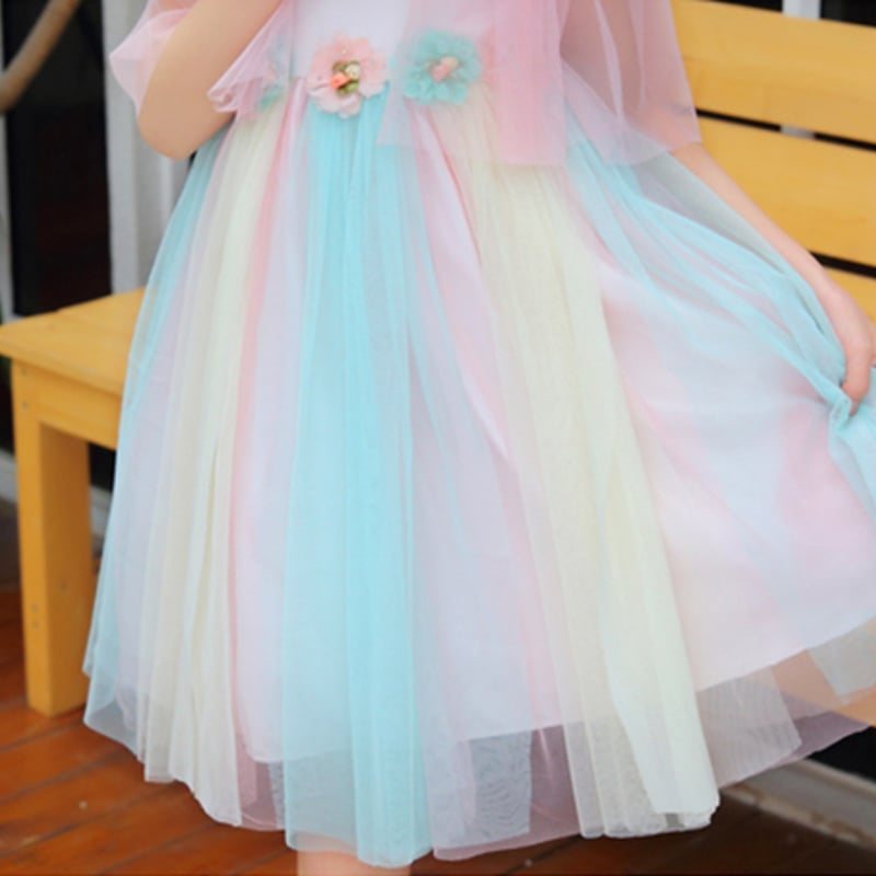 ワンピース 女の子 子供服 キッズサイズ ユニコーンカラー チュール