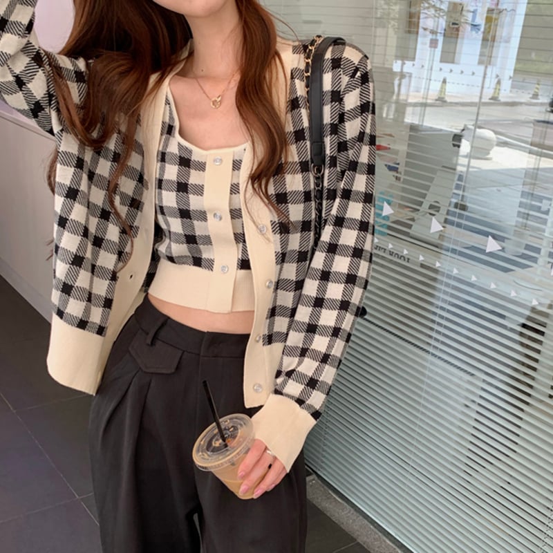 25AW チェックキャミシフォントップス EVRIS キャミソール チェックシフォントップス : ZOZOTOWN Yahoo