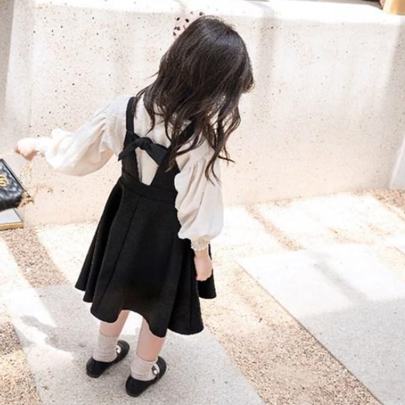 セットアップ 子供服 ワンピース シャツ ブラウス リボンタイ 長袖