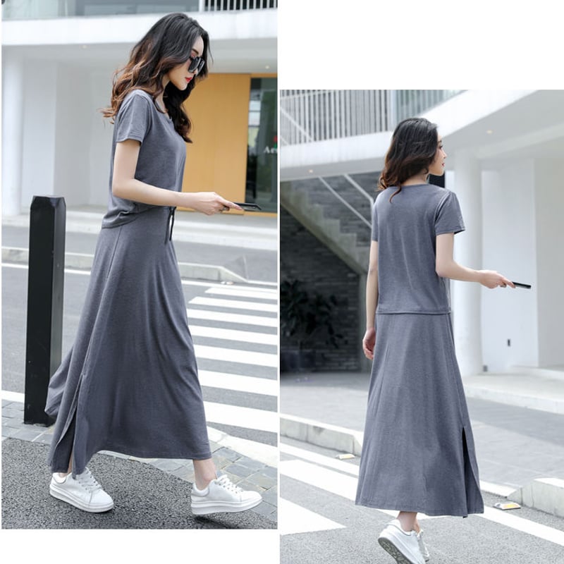着回し力自由自在♡おしゃれに楽にTシャツ＋スカート セットアップ 綿
