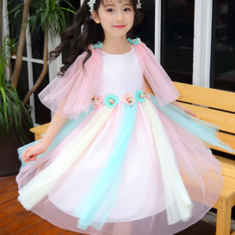 ワンピース 女の子 子供服 キッズサイズ ユニコーンカラー チュール