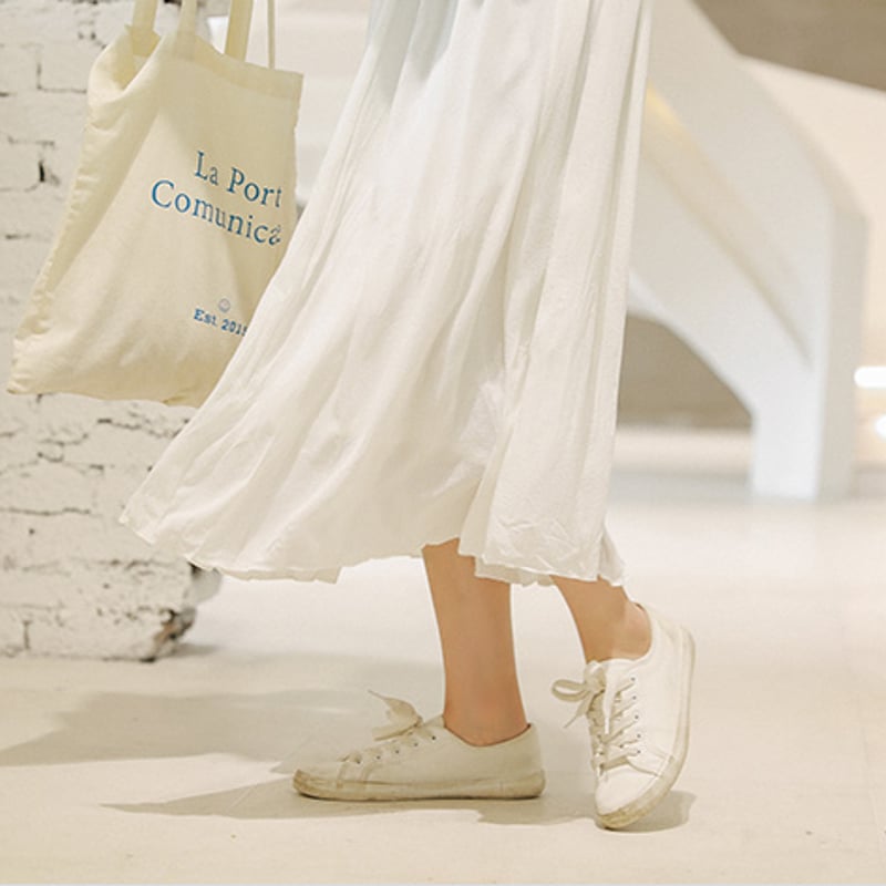 ロング スカート レディース ホワイト 白 シフォン サイドファスナー