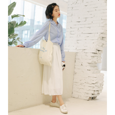 ロング スカート レディース ホワイト 白 シフォン サイドファスナー