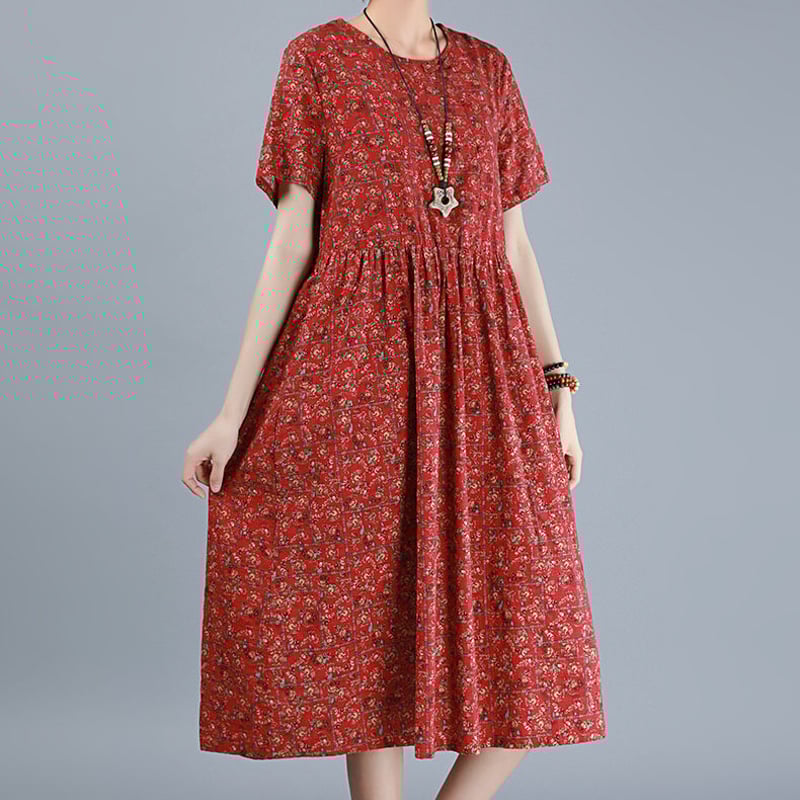 夏の花柄ワンピース！秋まで大活躍カラーバリエーション豊富なミモレ丈