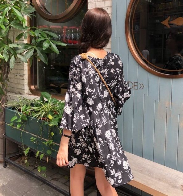 専用 【送料無料】花柄長袖ミニワンピース Lace Ladies（レースレディース） 花柄ワンピース フラワープリント