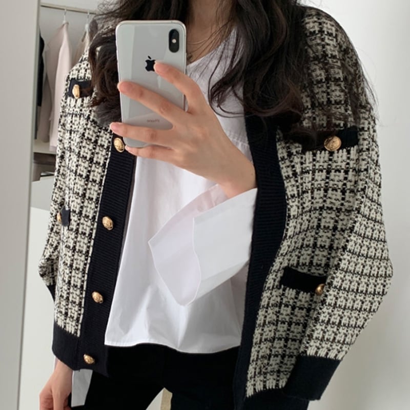 トップス カーディガン レディース 千鳥格子 チェック柄 トップス カーディガン レディース 千鳥格子 チェック柄