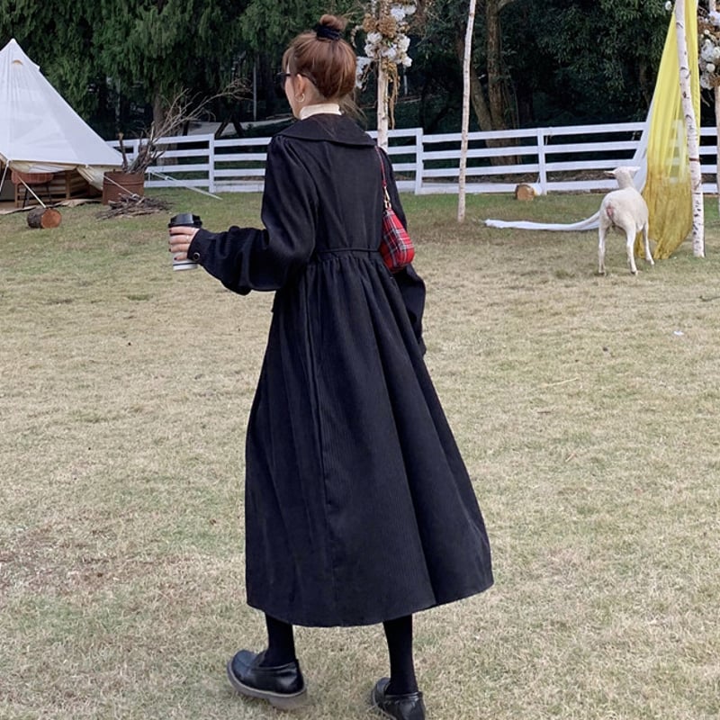 ワンピース レディース コーデュロイ ワンピ ハイウエスト スタイル