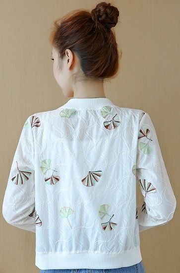 ジャケット アウター ノーカラージャケット 春 夏 刺しゅう 刺繍 襟