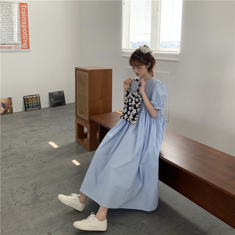 新品】45rpm コットン 綿 半袖 ひざ丈 ワンピース 白 ホワイト フレア