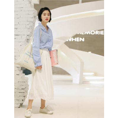 ホワイト Aラインスカート 後ろファスナー ジップスリットAラインスカート[品番：MKSW0061303]｜MURUA（ムルーア