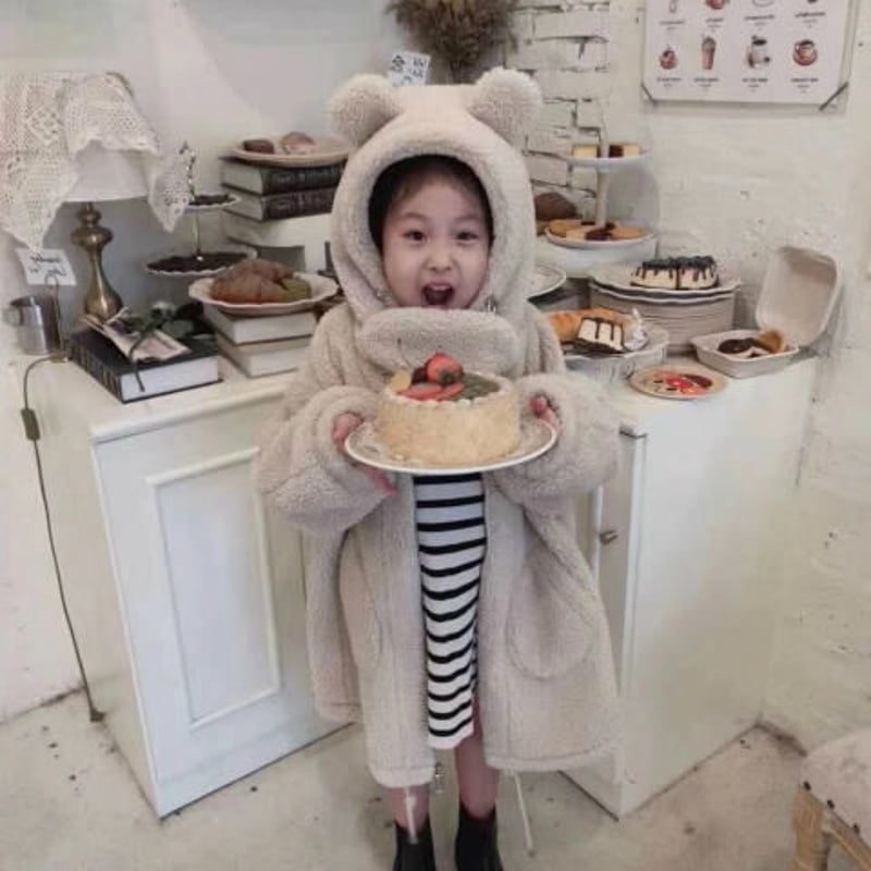 韓国子供服♡キッズ フード付き くまみみ ボアコート ゆったり