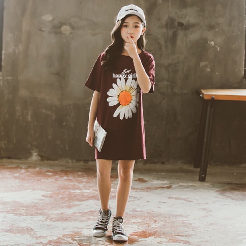 ワンピース 子供服 女の子 シャツ ワンピ Tシャツ 五分袖 半袖 綿