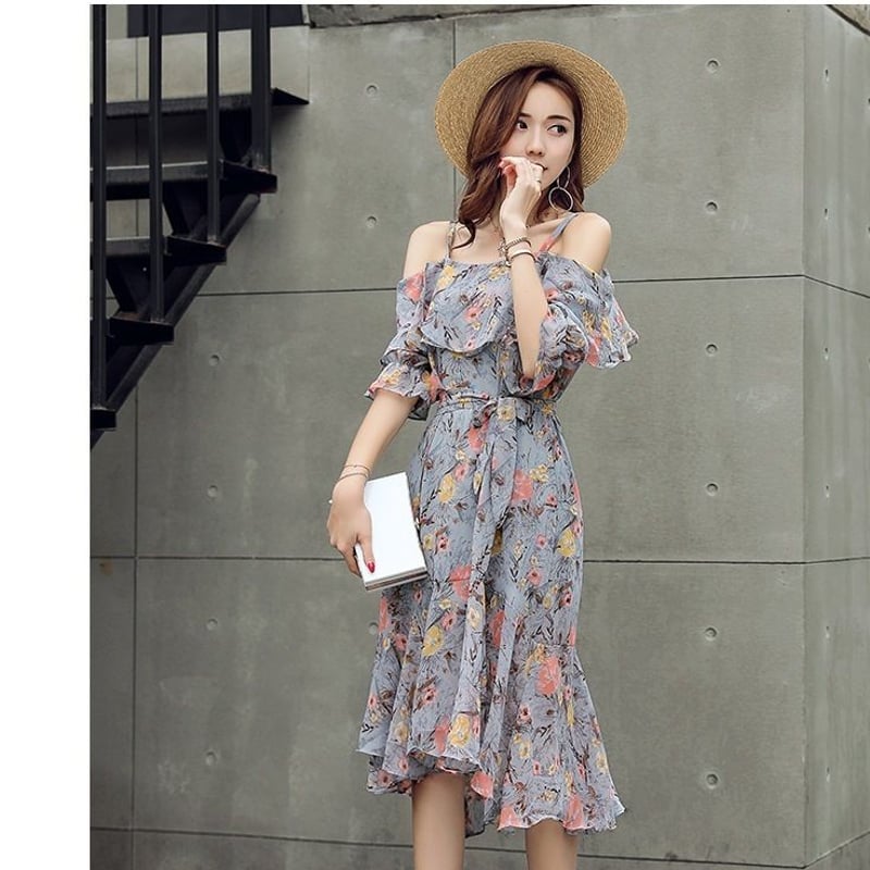 限定セール! DVF(ダイアン) 花柄 オフショルダー ワンピース 夏セール オフショルダー ワンピース 花柄 夏 レディース ロング