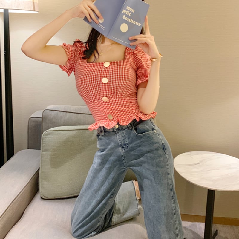 ブラウス シャツ トップス レディース ショート丈 クロップド 