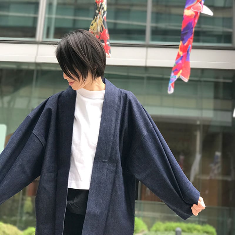 JAPAN BLUE JEANS 藍染ノーカラーデニムアウター法被風 JAPAN BLUE JEANS（ジャパンブルージーンズ） デニム ハオリ JBOT1320