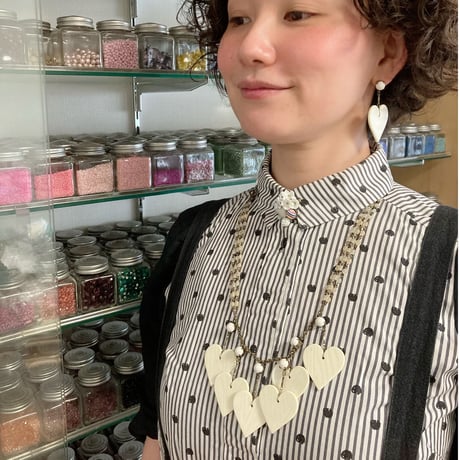 〖NECKLACE〗ハートアイボリーカラーネックレス
