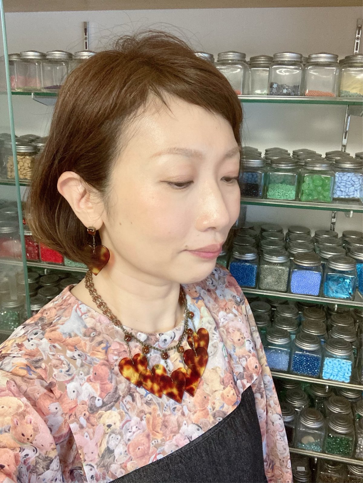カナミビジュー♡ネックレス〜ハートです NECKLACE〗ハートネックレス べっこう色 | Kanami bijoux