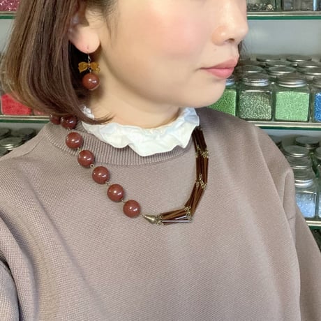 〖NECKLACE〗シリーズまるネックレス　ブラウンカラー