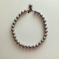〖NECKLACE〗コットンパールショートネックレス　グレー