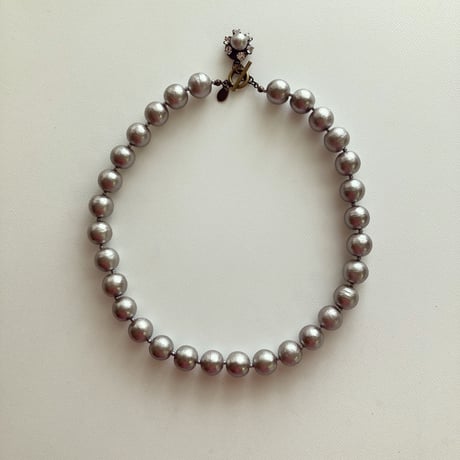 〖NECKLACE〗コットンパールショートネックレス　グレー