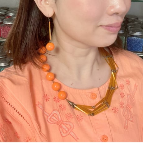 〖PIERCE･EARRINGS〗シリーズまるピアス・イヤリング オレンジ