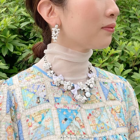 〖PIERCE･EARRINGS〗ふさふさミルクガラスピアス・イヤリング