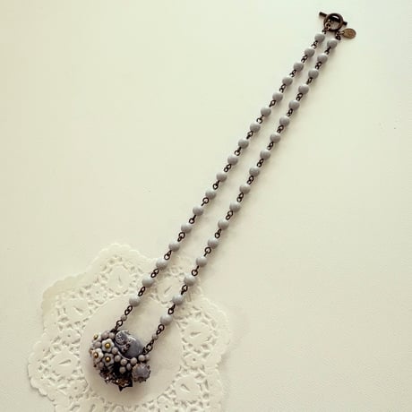 〖NECKLACE〗グレーのネコネックレス