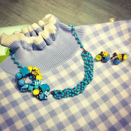 〖PIERCE・EARRING〗ドルチェヴィータ ピアス ターコイズブルー×イエロー